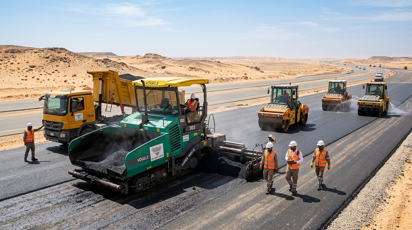 Road Agent Establishment asphalt paving project in Saudi Arabia